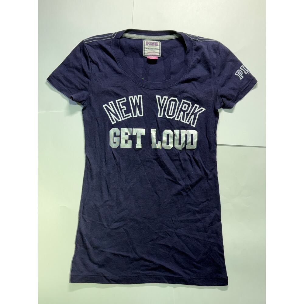 PINK Victoria's Secret x MLB New York "Get Loud" Navy Graphic Tee (Size XS)